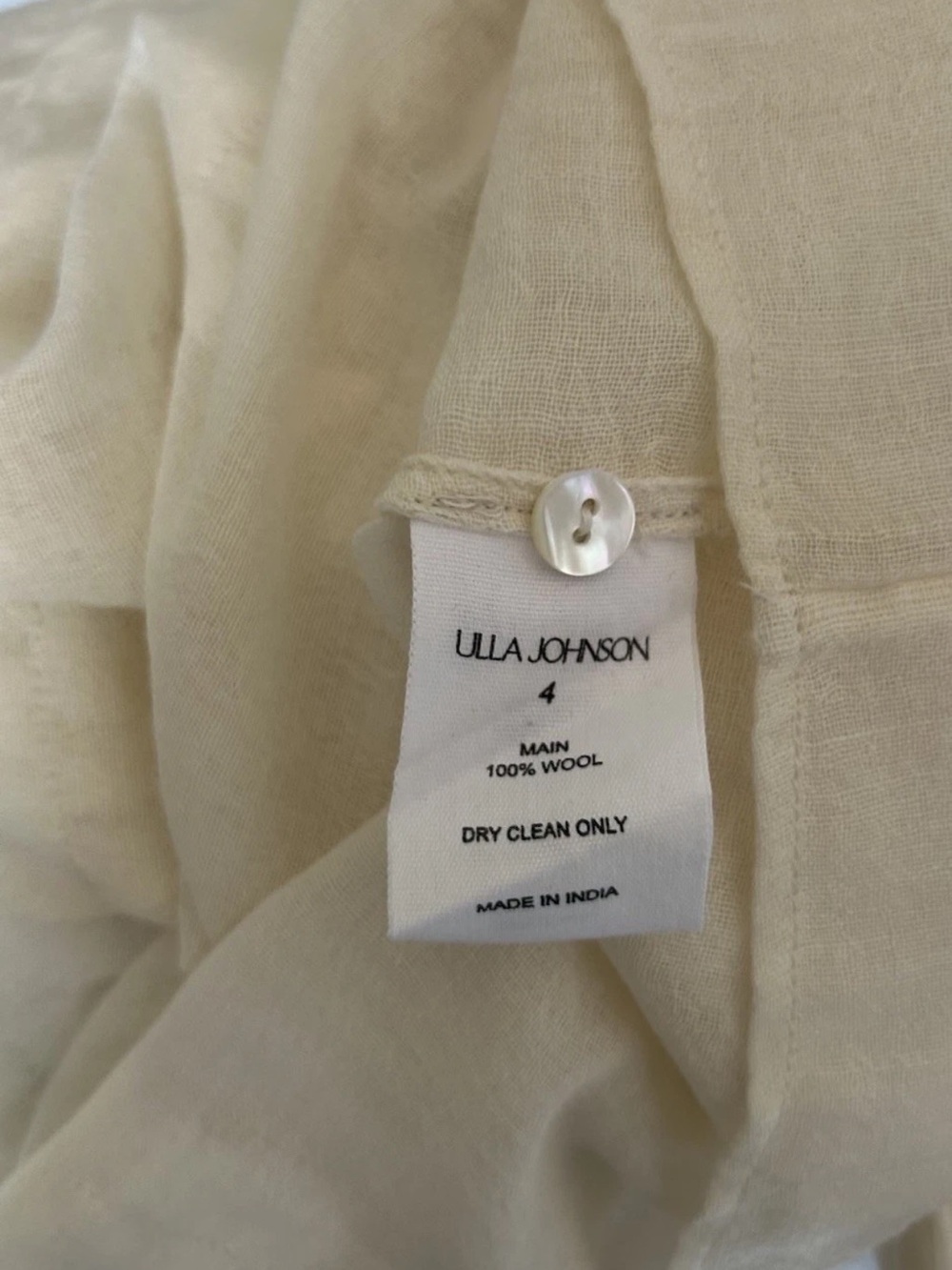 ULLA JOHNSON GRACELLE TOP / COWRIE Cream Size 4 - Picture 11 of 12